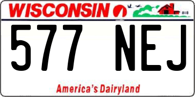 WI license plate 577NEJ