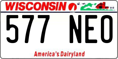 WI license plate 577NEO