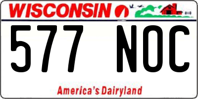 WI license plate 577NOC
