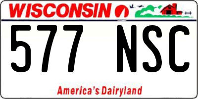 WI license plate 577NSC