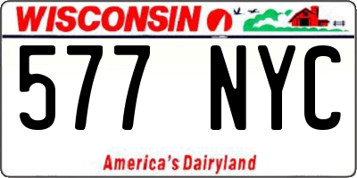WI license plate 577NYC