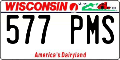 WI license plate 577PMS