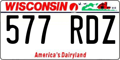 WI license plate 577RDZ