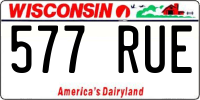 WI license plate 577RUE