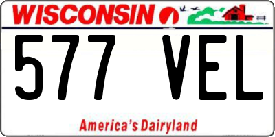 WI license plate 577VEL