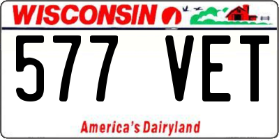 WI license plate 577VET