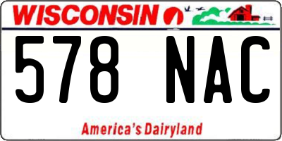 WI license plate 578NAC