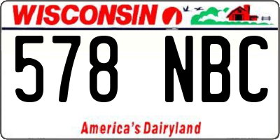 WI license plate 578NBC