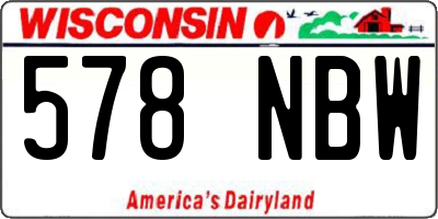 WI license plate 578NBW