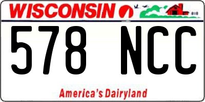 WI license plate 578NCC