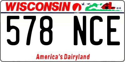 WI license plate 578NCE