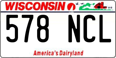 WI license plate 578NCL