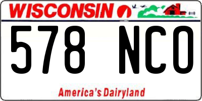 WI license plate 578NCO