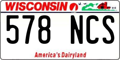 WI license plate 578NCS