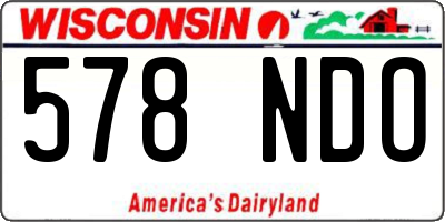 WI license plate 578NDO
