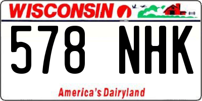 WI license plate 578NHK