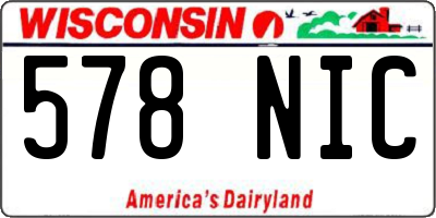 WI license plate 578NIC