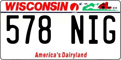 WI license plate 578NIG