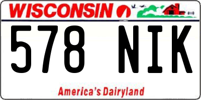 WI license plate 578NIK