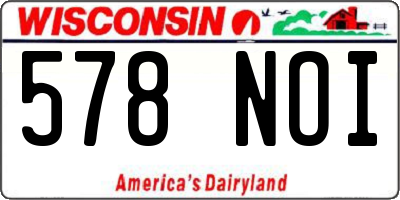 WI license plate 578NOI