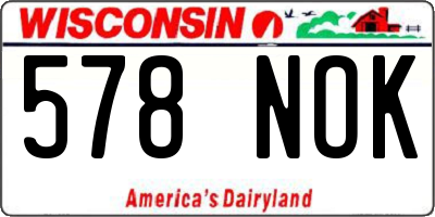 WI license plate 578NOK
