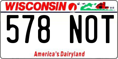 WI license plate 578NOT
