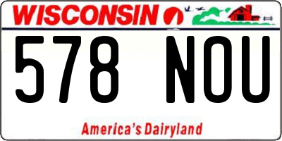 WI license plate 578NOU