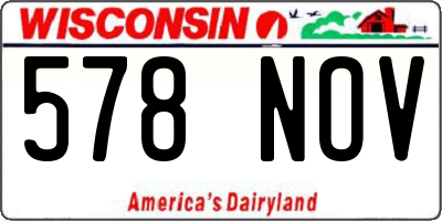 WI license plate 578NOV