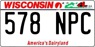 WI license plate 578NPC