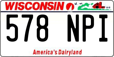 WI license plate 578NPI