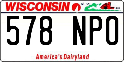 WI license plate 578NPO