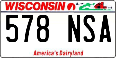 WI license plate 578NSA