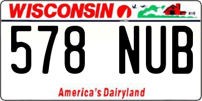 WI license plate 578NUB