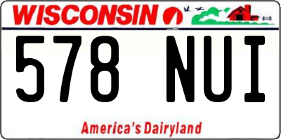WI license plate 578NUI