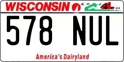 WI license plate 578NUL