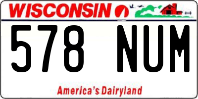 WI license plate 578NUM