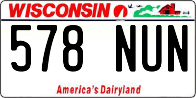WI license plate 578NUN