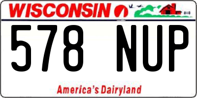 WI license plate 578NUP