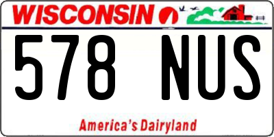 WI license plate 578NUS