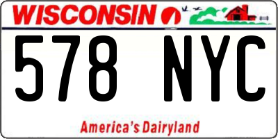 WI license plate 578NYC