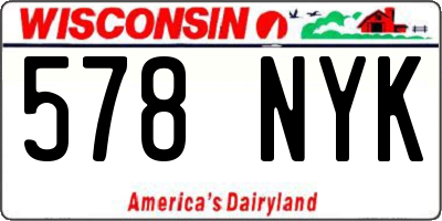 WI license plate 578NYK