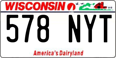 WI license plate 578NYT