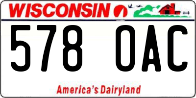 WI license plate 578OAC