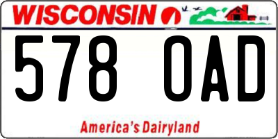 WI license plate 578OAD
