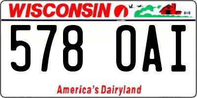 WI license plate 578OAI