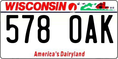 WI license plate 578OAK