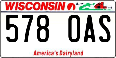 WI license plate 578OAS