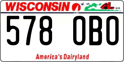WI license plate 578OBO