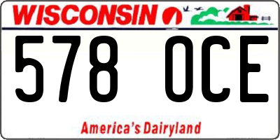 WI license plate 578OCE