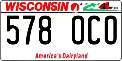 WI license plate 578OCO